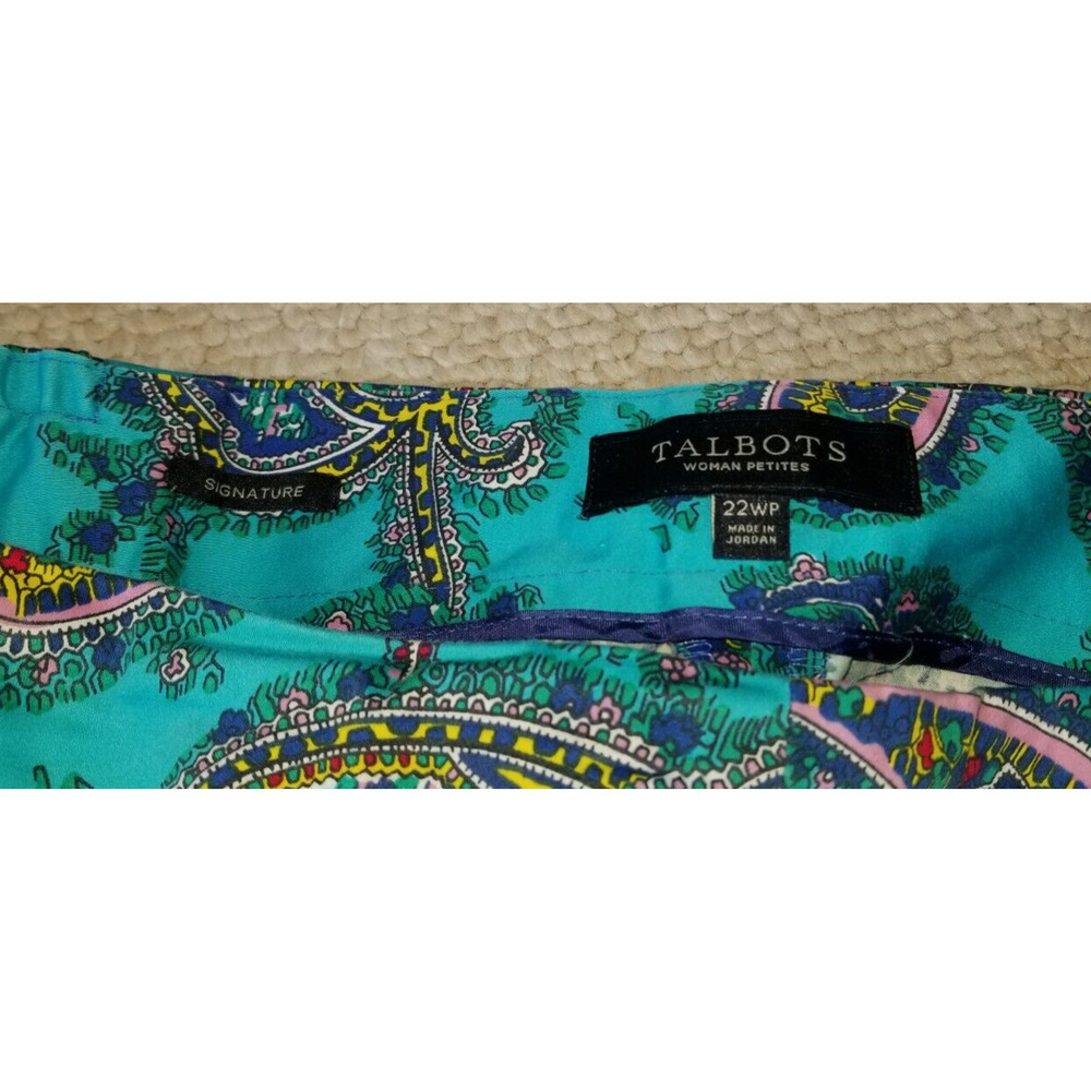 Womens Pants-TALBOTS-blue/multi paisley cotton "Signature" crop Old Money-22WP - Picture 4 of 4